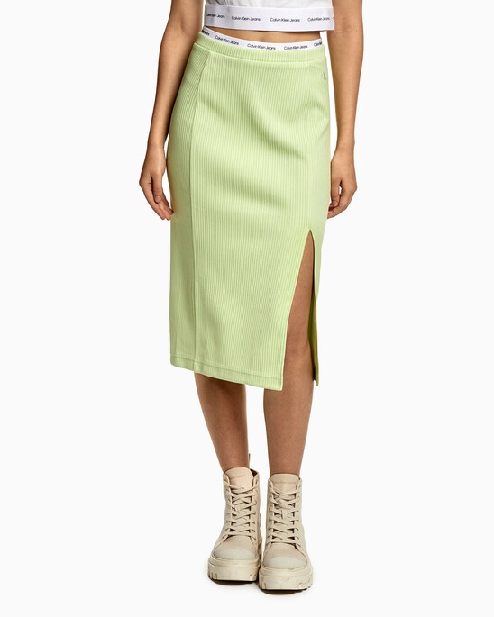Front Slit Pencil Midi Skirt