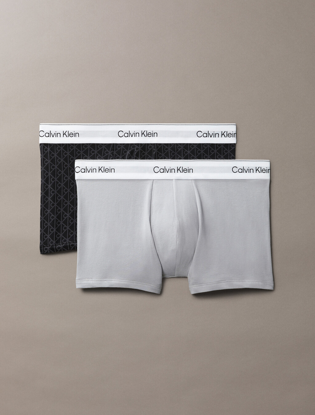 Icon Cotton Stretch Trunks 2 Pack, SEAMLESS EMBLEM+BLACK/ASHFORD GRAY / SLEET, hi-res