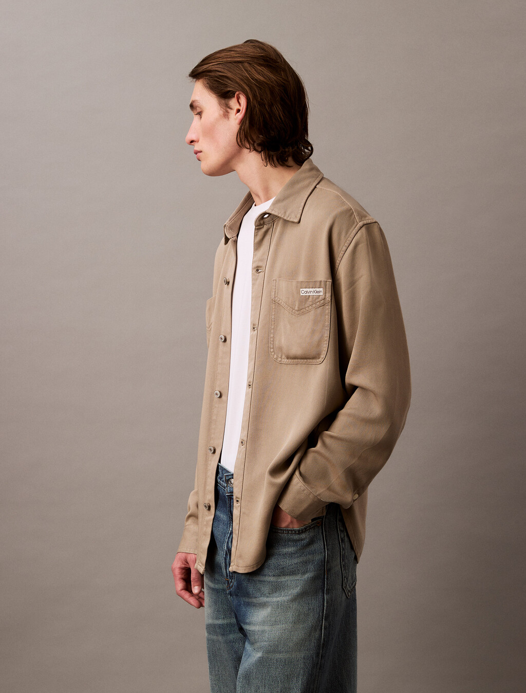 Soft Overdye Twill Overshirt, ALUMINUM, hi-res