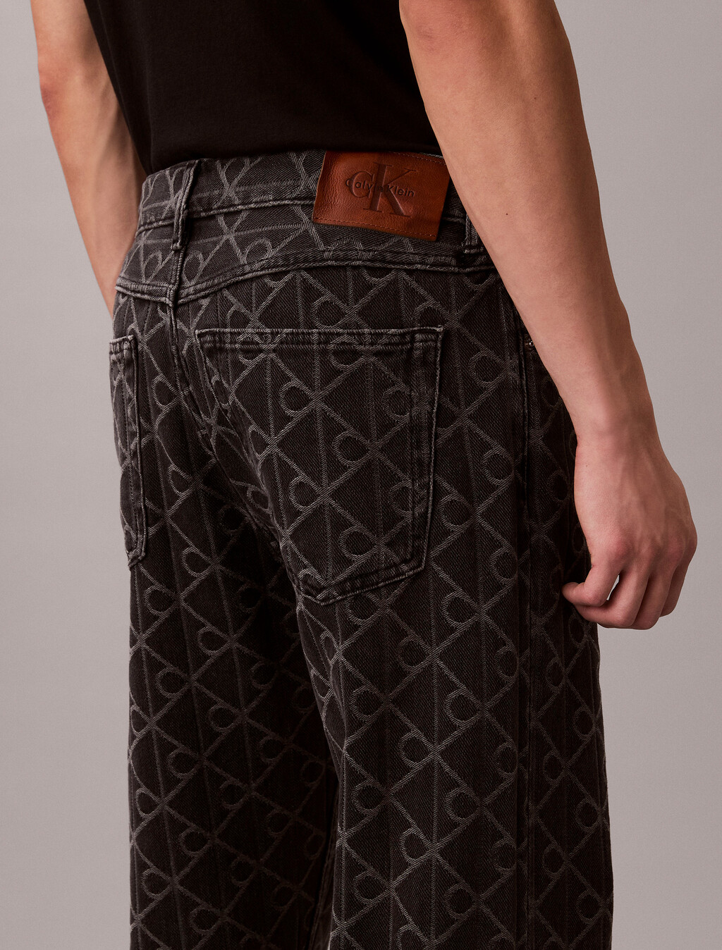 90s Signature Emblem Jacquard Jeans, BLACK EMBLEM, hi-res