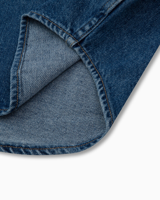Oversized Cropped Rounded Hem Denim Shirt