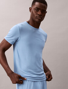 Modal Rib Knit Crewneck Tee, Gulf Blue, hi-res