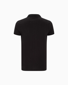 Pima Cotton Stretch Raised Collar Slim Polo, Ck Black, hi-res