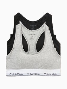 2 Pack Icon Cotton Bralettes, Black/ Grey Heather (Legacy BGH), hi-res