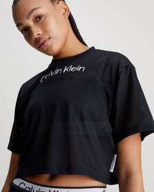 Mesh Cropped Gym T-Shirt, BLACK BEAUTY, hi-res