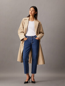 Organic Cotton Blend Trench Coat, White Pepper, hi-res