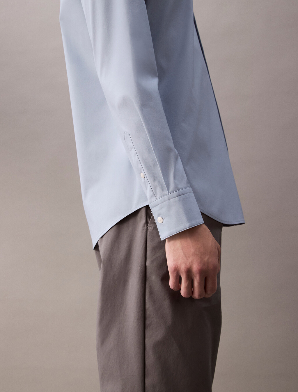 Supima Stretch Cotton Slim Button-Down Shirt, Dusty Blue, hi-res