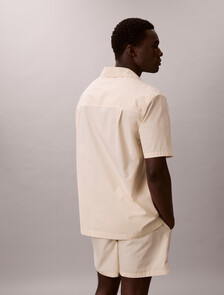 Cotton Crest Logo Pyjama Top, SLIM STRIPE CHALK, hi-res