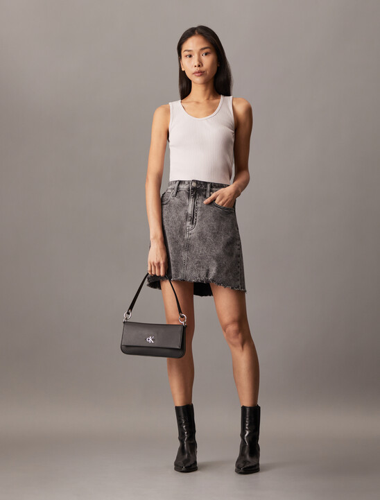 Minimal Monogram Flap Shoulder Bag