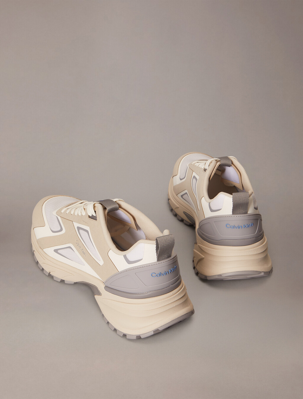 Trailblazer &mdash; Mesh Mix Runner Trainers, Oatmeal/Marshmallow/Cloudburst, hi-res