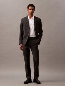 Sleek Slim Wool Trousers, Charcoal Heather, hi-res