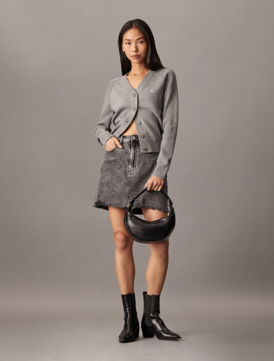 V Neck Rib Knit Cardigan