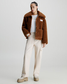 Relaxed Bonded Sherpa Jacket, Fudge Brown, hi-res