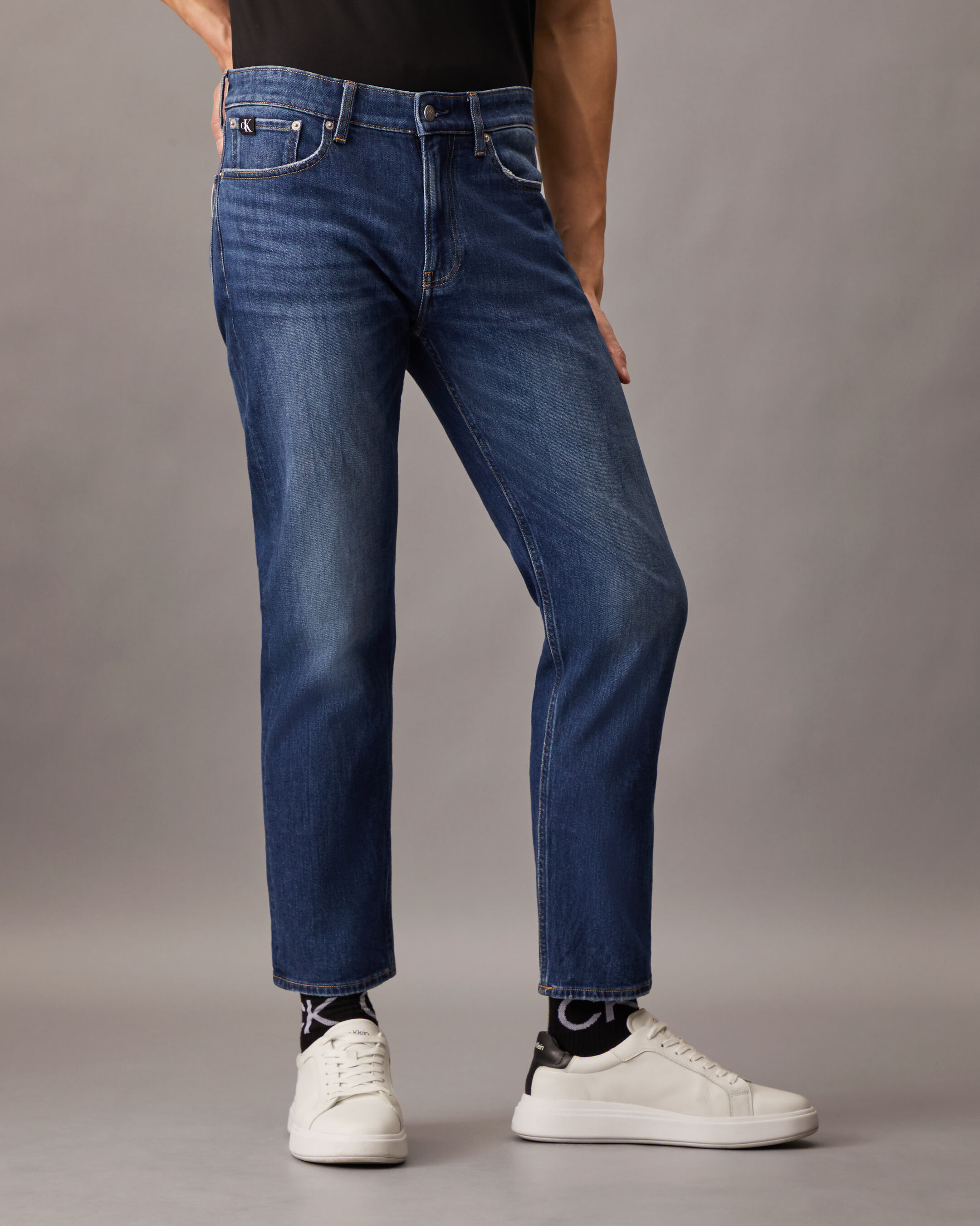Recycled Cotton Slim Straight Cropped Jeans blue Calvin Klein Malaysia