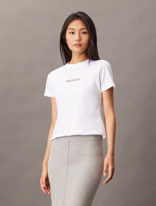 Calvin Klein Foil Print Slim Tee, Brilliant White, hi-res
