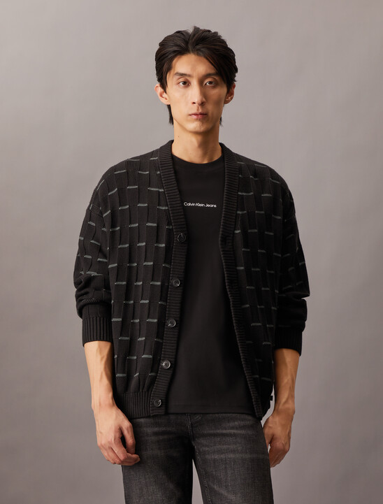 City Grid Texture Cardigan