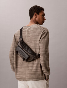 Water Repellent Logo Jacquard Bum Bag, LOTUS BEIGE / BLACK AOP, hi-res