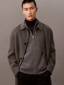 Cashmere Full Zip Sweater, Dark Cliff Htr, hi-res