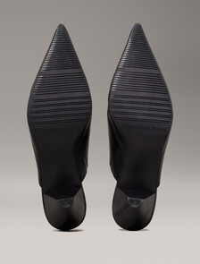 Leather Cone Heel Mules, Triple Black, hi-res