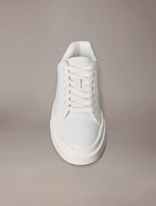CK Avenue - Leather Logo Trainers, Bright White/Silver, hi-res