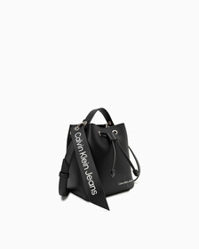 SCULPTED BUCKET BAG, BLACK, hi-res