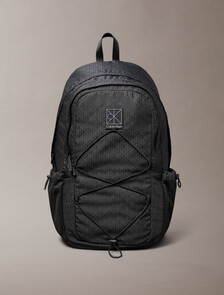 Water-Repellent Ripstop Logo Backpack, Black, hi-res