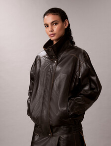 Relaxed Patent Leather Jacket, Black, hi-res