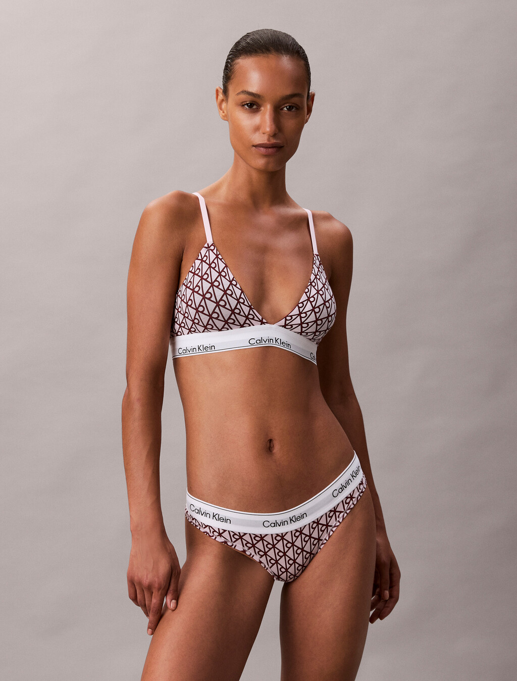 Lightly Lined Triangle Bralette - Icon Cotton Modal, BIJOU MODERN EMBLEM OUTLINE+SPRING LILAC, hi-res