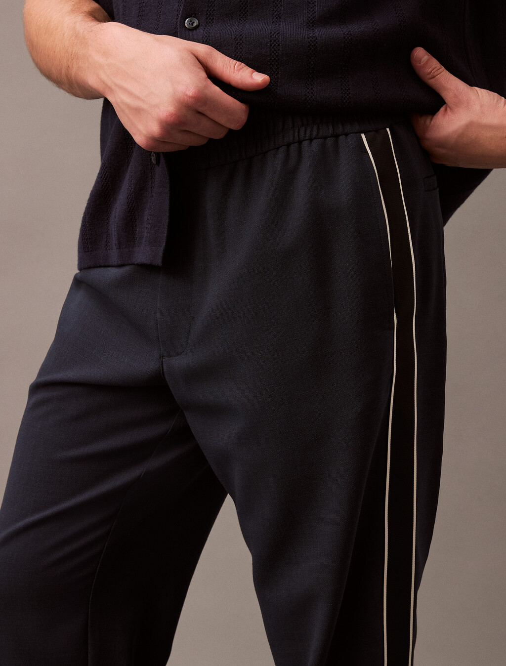 Wool Blend Stretch Trousers, Dark Sapphire, hi-res