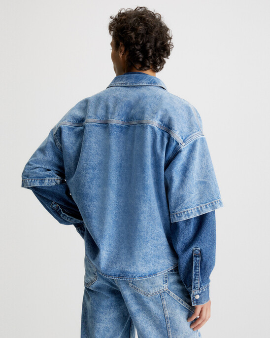 Oversized Short Sleeve Denim Shirt