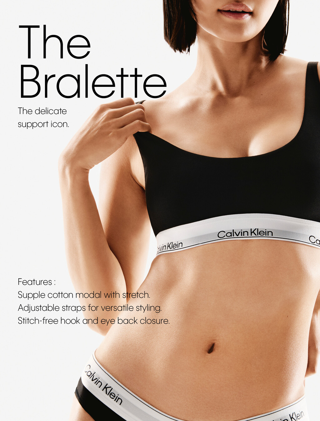 Lightly Lined Bralette - Icon Cotton Modal, Grey Heather, hi-res