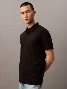 Double Mercerized Cotton Short Sleeve Polo, Black, hi-res