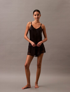 Satin Sheen Camisole, Black, hi-res