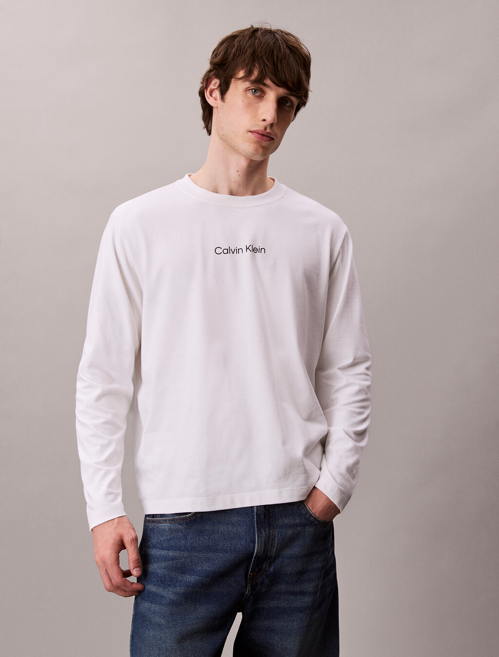 Relaxed Long Sleeve T-shirt, Bright White, hi-res
