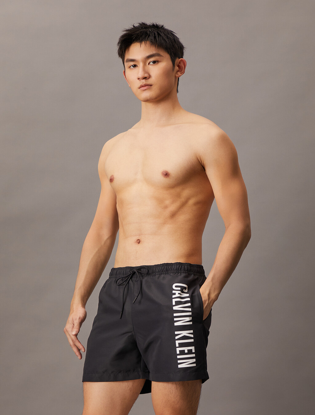 Medium Drawstring Swim Shorts - Intense Power, Pvh Black, hi-res