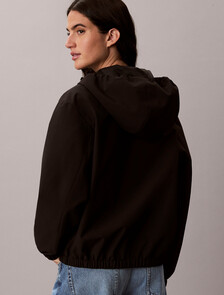Hooded Relaxed Windbreaker, Black, hi-res