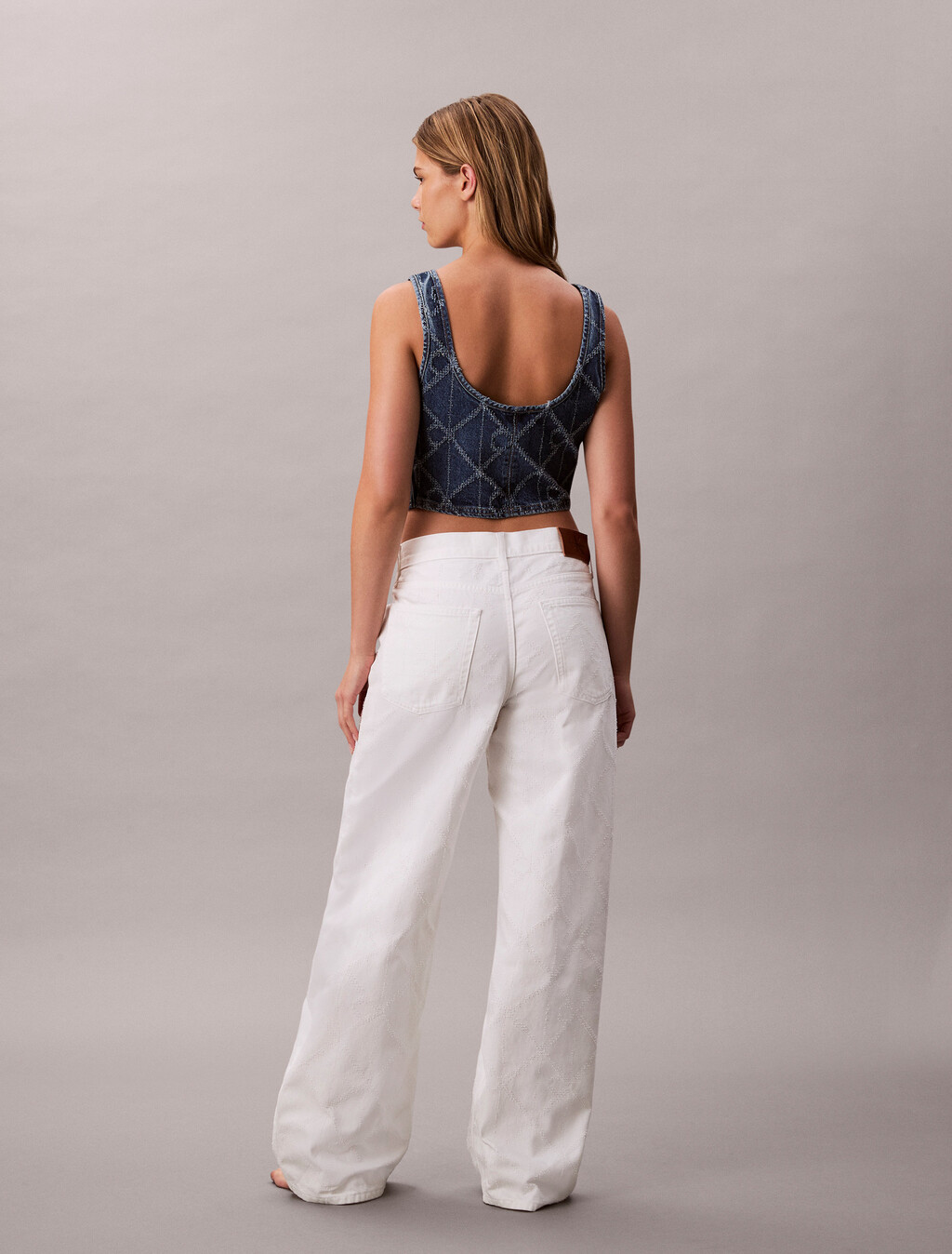 Allover Monogram Low Rise Baggy Jeans, CK ARCTIC, hi-res