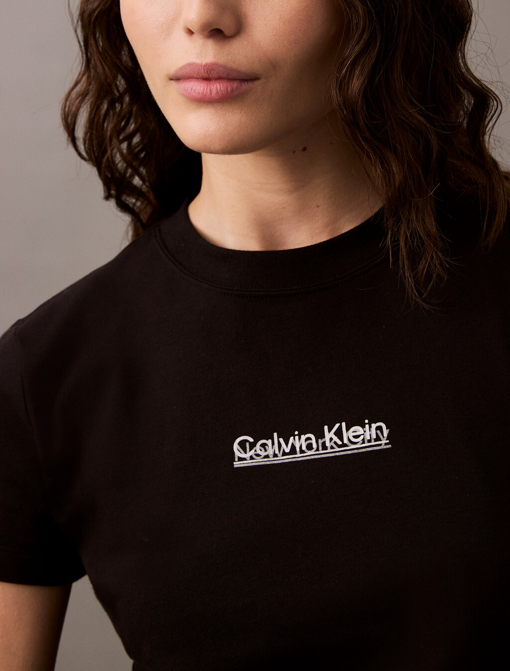 Calvin Klein Foil Print Slim Tee, Black, hi-res