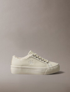 Leather Signature Platform Trainers, Marshmallow, hi-res