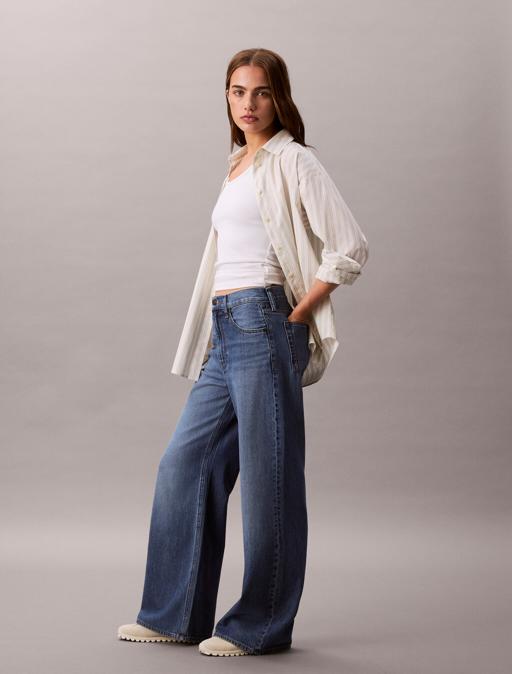 Tencel Ultra High Wide Leg Jeans, BALTIC BLUE, hi-res