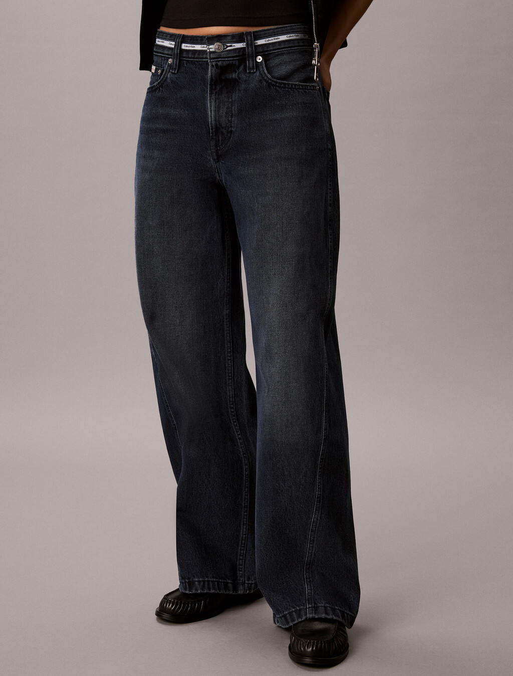 Twisted Low Rise Baggy Jeans, BLUE ALASKA, hi-res