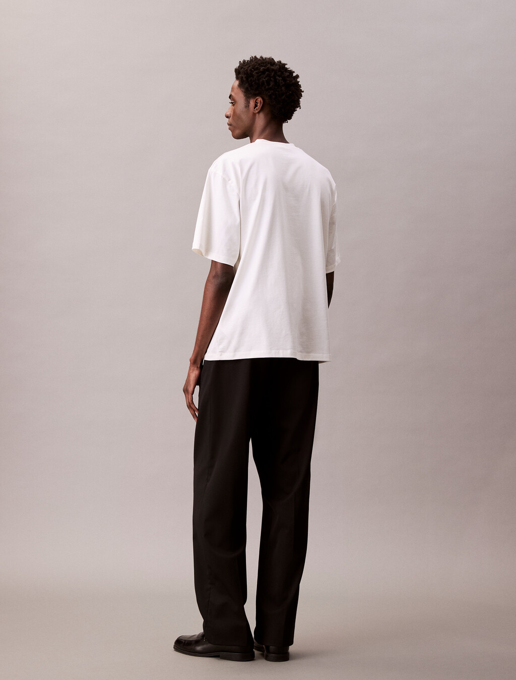 Cotton Silk Relaxed Tee, Snow White, hi-res