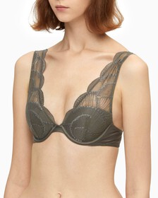 CK Black Spiral Lightly Lined Plunge Bra, PLATINUM GREY, hi-res
