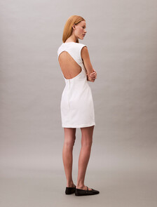 Open Back Cap Sleeve Dress, CHALK WHITE, hi-res