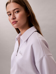 French Terry Relaxed Quarter Zip Sweatshirt, Frosty Lilac, hi-res