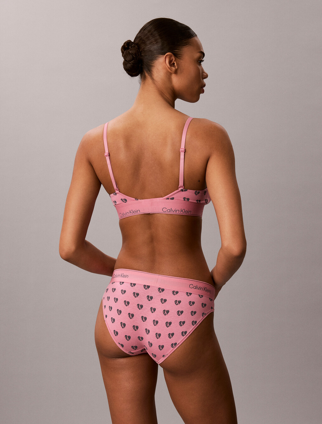 Icon Cotton Modal Lightly Lined Triangle Bralette, Be Mine CK Calm Pink, hi-res