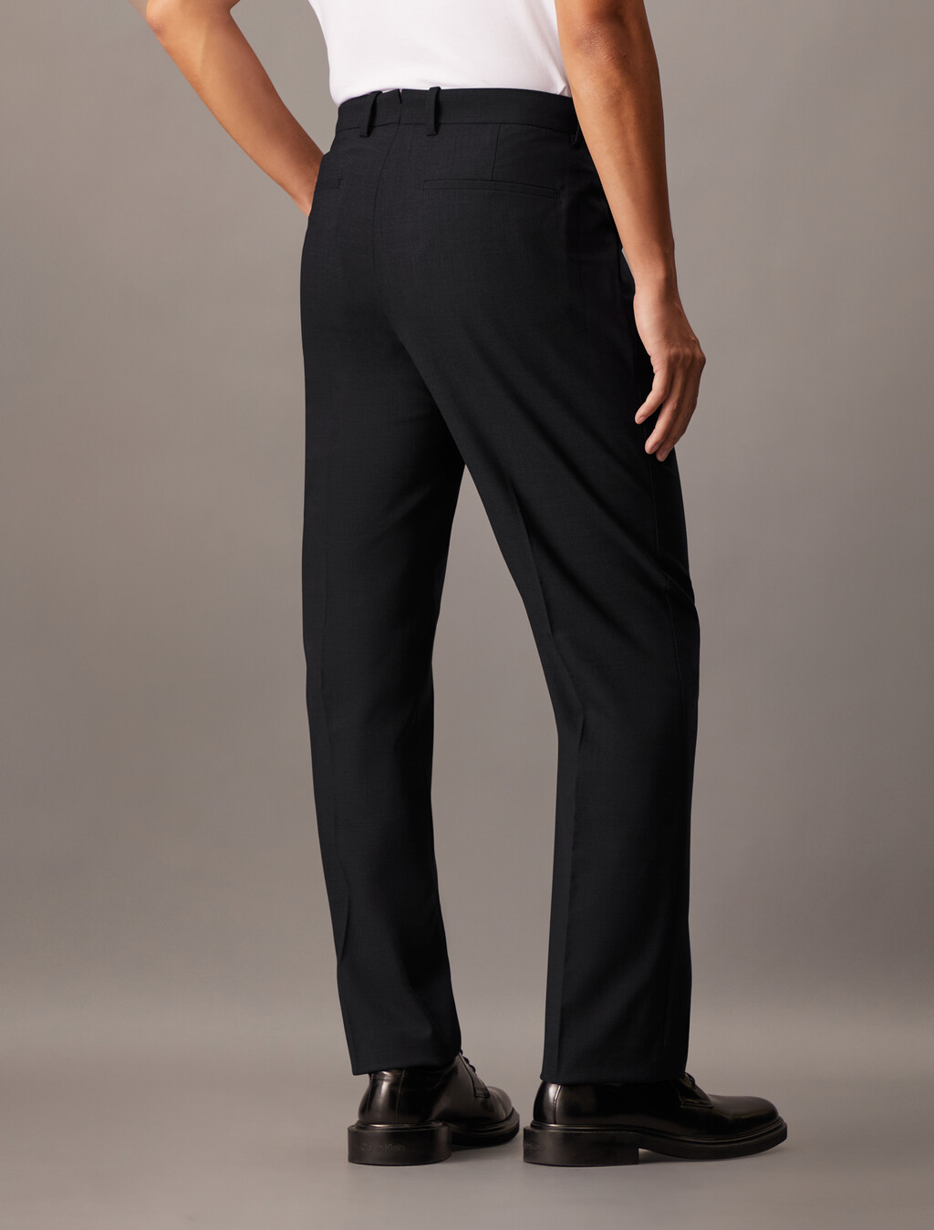 Premium Wool Blend Pleated Trouser, Charcoal Heather, hi-res