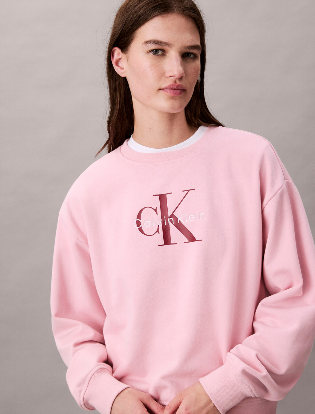 Cropped Monogram Sweatshirt, Pink Nectar, hi-res