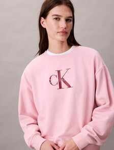 Cropped Monogram Sweatshirt, Pink Nectar, hi-res