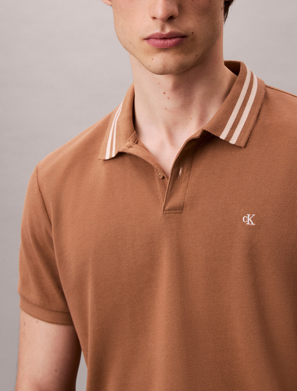Monogram Logo Pique Tipped Classic Polo Shirt, Tigers Eye, hi-res